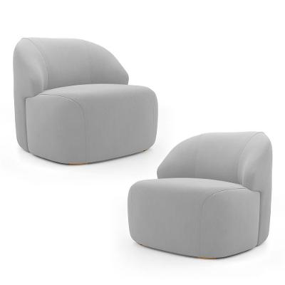 Kit 02 Poltronas Decorativas Kaya Orgânica Veludo Cinza Claro - Abmaza