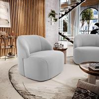 Kit 02 Poltronas Decorativas Kaya Orgânica Veludo Cinza Claro - Abmaza - 9