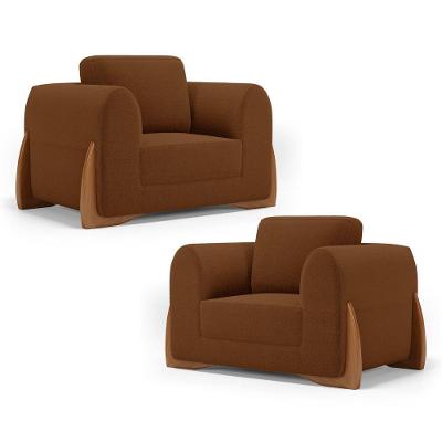 Kit 02 Poltronas Decorativas Bloom Bouclê Terracota Abmaza