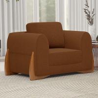 Kit 02 Poltronas Decorativas Living Bloom Com Pés De Madeira Bouclê Terracota - Abmaza - 2