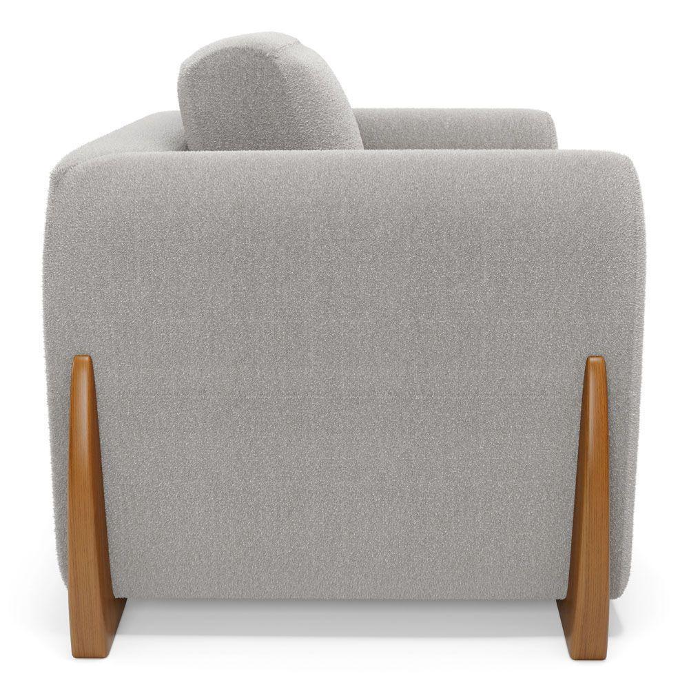 Poltrona Decorativa Living Bloom Com Pés De Madeira Bouclê Cinza - Abmaza - 8