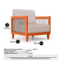 Kit 02 Poltronas E 01 Sofá Samoa Madeira Maciça Com Cordas Náutica Linho Rústico Areia - Abmaza