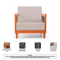 Kit 02 Poltronas E 01 Sofá Samoa Madeira Maciça Com Cordas Náutica Linho Rústico Areia - Abmaza - 7