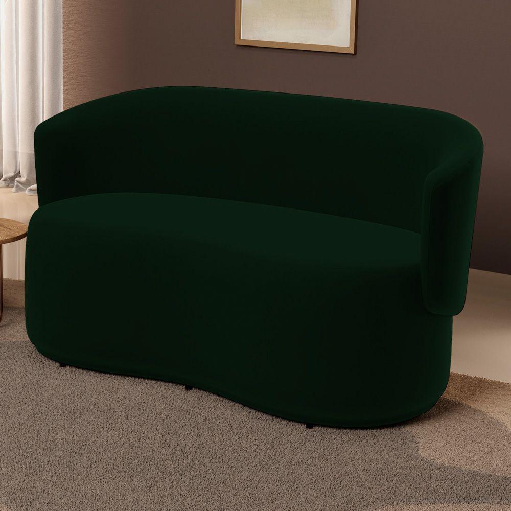 Poltrona Namoradeira Aisha 02 Lugares Orgânica Veludo Verde Escuro - Abmaza - 2