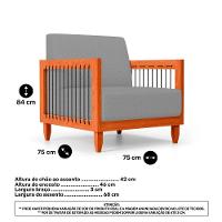 Kit 02 Poltronas E 01 Sofá Samoa Madeira Maciça Com Cordas Náutica Linho Cinza - Abmaza