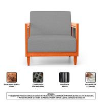 Kit 02 Poltronas E 01 Sofá Samoa Madeira Maciça Com Cordas Náutica Linho Cinza - Abmaza - 7