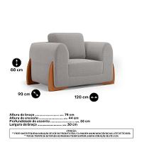 Kit 02 Poltronas E 01 Sofá Bloom 180cm 02 Lugares Com Pés De Madeira Bouclê Cinza - Abmaza