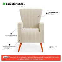 Kit 02 Poltronas Decorativas Melody Com Pés Palito Bouclê Bege - Abmaza - 5