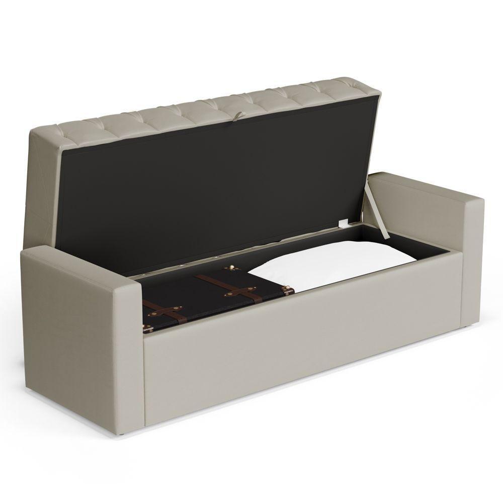 Calçadeira Báu Casal Padrão Atena 140cm Capitonê Sintético Bege - Abmaza - 5
