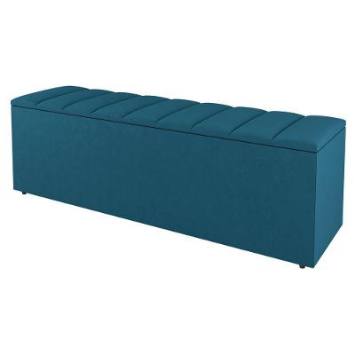Calçadeira Baú Casal Cora 140cm Suede Turquesa - Abmaza