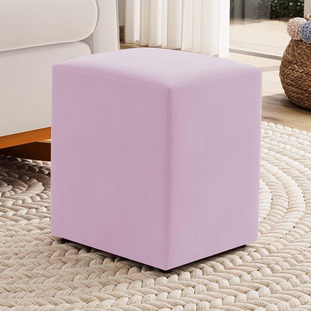 Puff Decorativo Sala De Estar Quadrado 36x47cm Sintético Rosa Bebê - Abmaza - 2