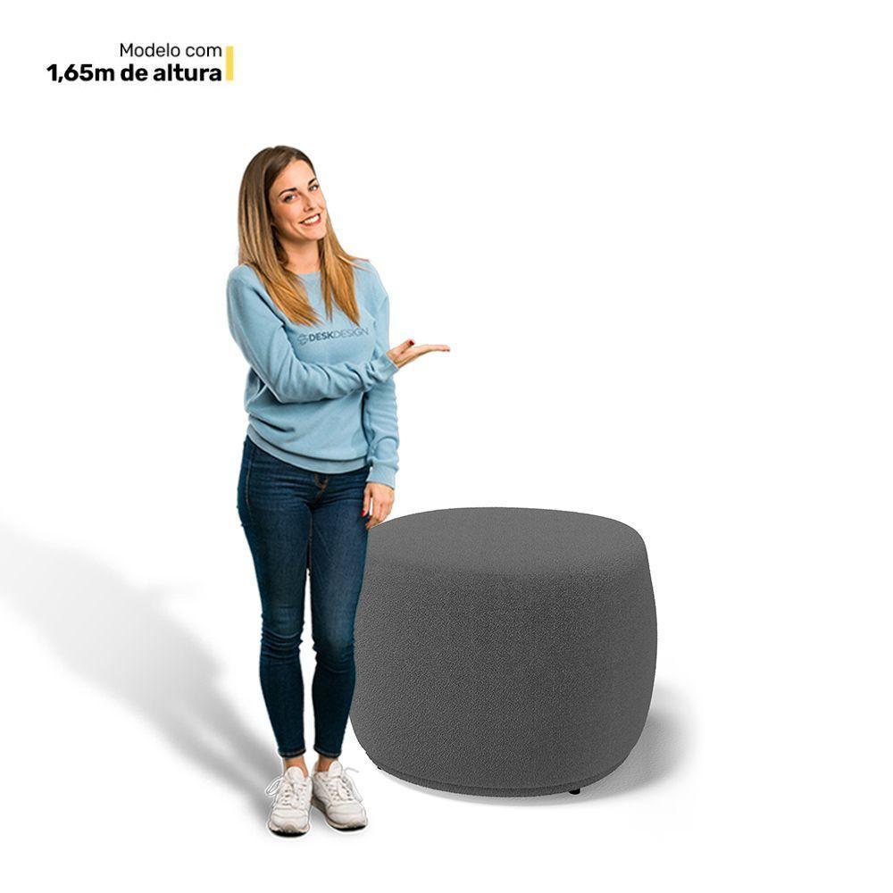 Kit 02 Puffs Decorativos Living Aisha Orgânico Redondo Bouclê Cinza Escuro - Abmaza - 5