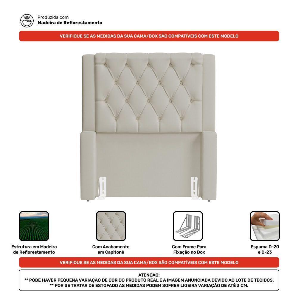 Cabeceira Atena Para Cama Box Solteiro 90cm Capitonê Com Frame Suede Bege Claro - Abmaza - 5