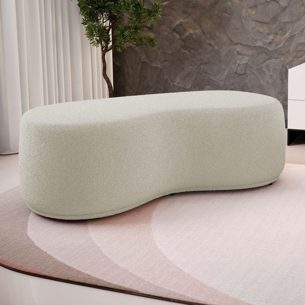 Puff Decorativo Living Aisha Orgânico 02 Lugares Bouclê Bege - Abmaza - 2