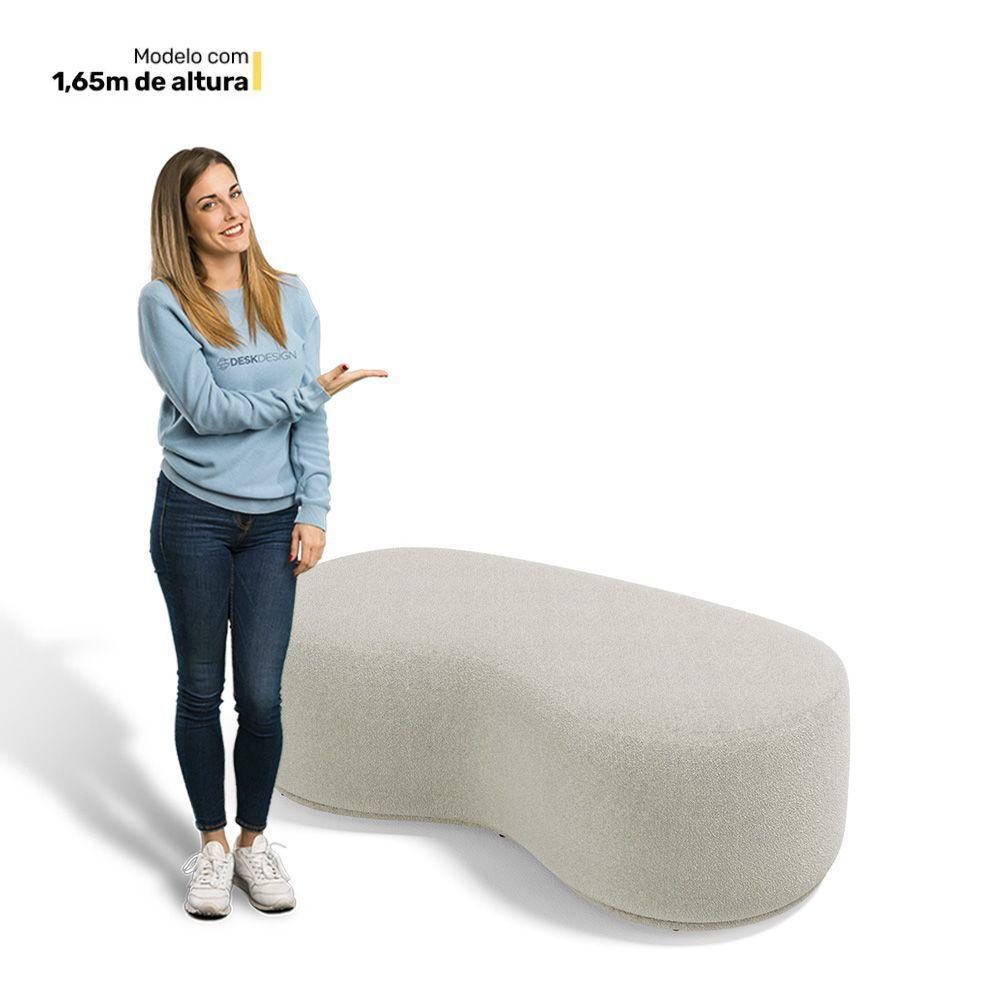 Puff Decorativo Living Aisha Orgânico 02 Lugares Bouclê Bege - Abmaza - 6