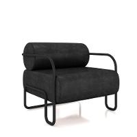 Poltrona Sala De Estar Industrial Preto Kit 2 Ameli Sintético Pu K01 - D'rossi Cor Preto - 3