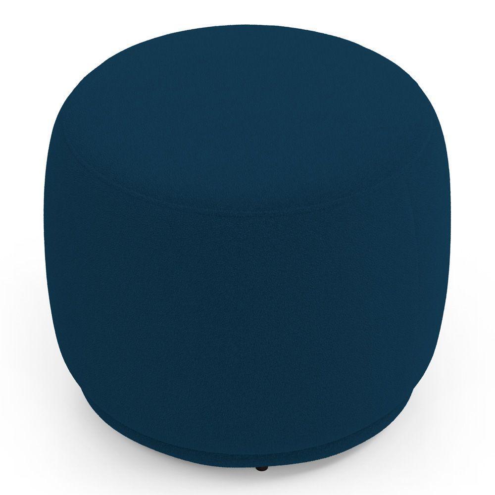 Puff Decorativo Orgânico Living Molly Redondo Bouclê Azul Marinho - Abmaza - 5