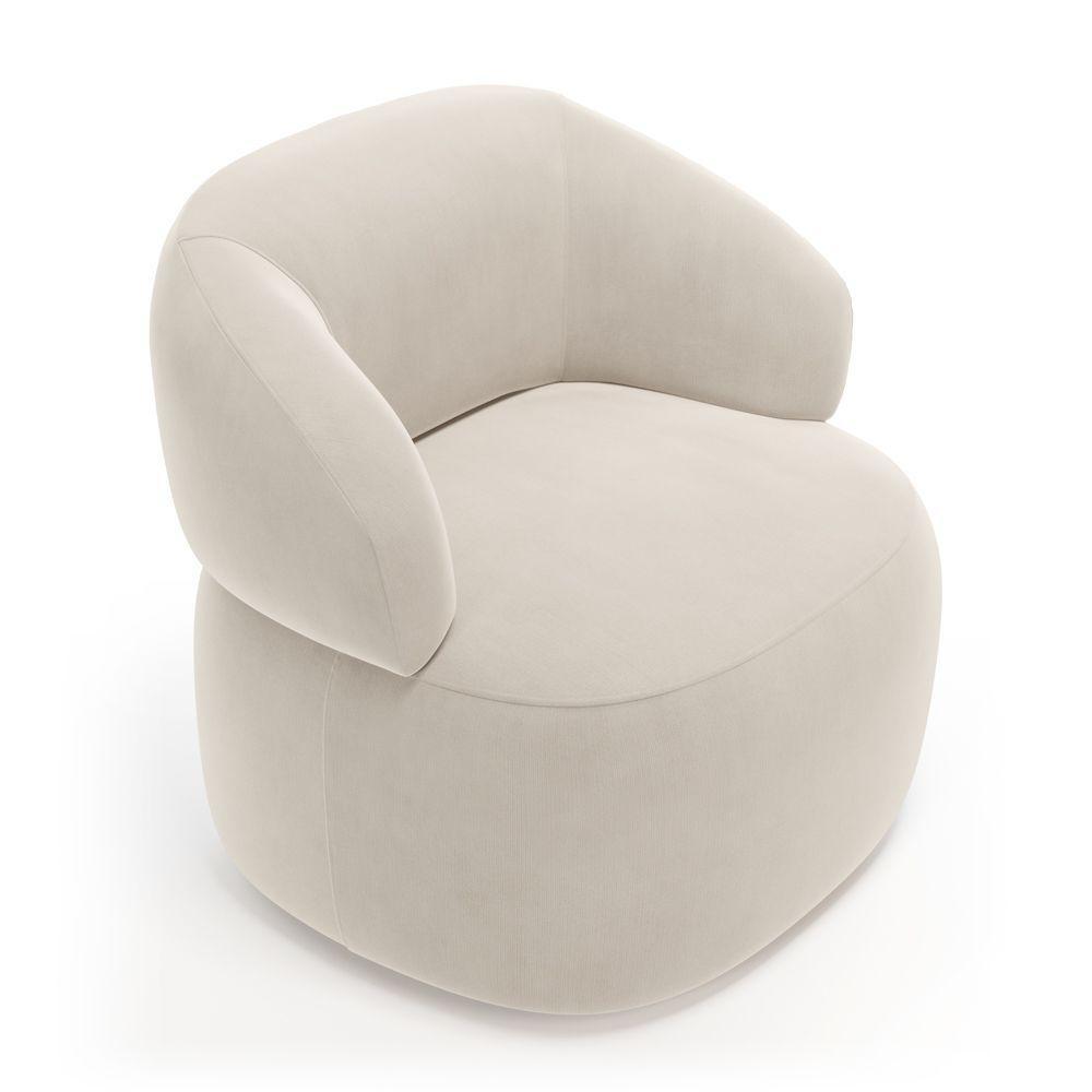 Kit 02 Poltronas Orgânicas Giratória Living Glee Veludo Bege - Abmaza - 5