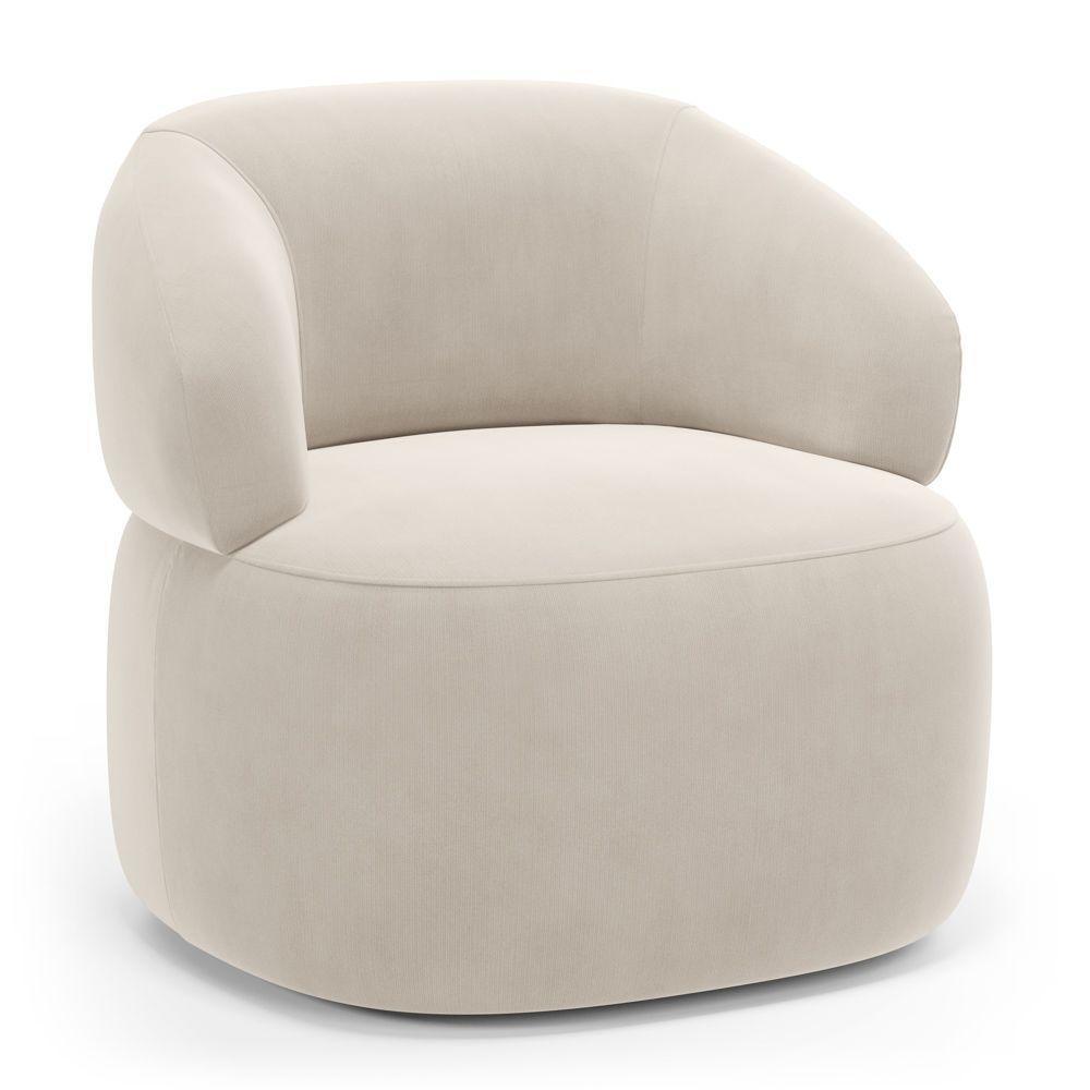 Kit 02 Poltronas Orgânicas Giratória Living Glee Veludo Bege - Abmaza - 6