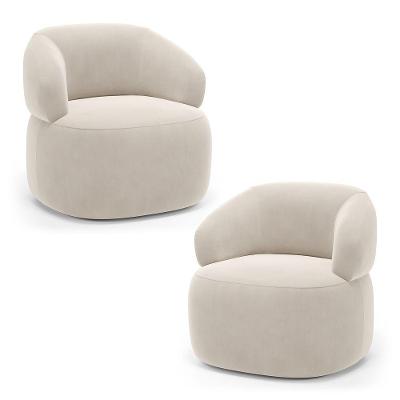 Kit 2 Poltronas Orgânicas Giratórias Glee Veludo Bege Abmaza