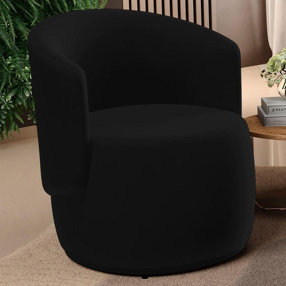 Kit 02 Poltronas Decorativas Aisha Orgânica Suede Preto - Abmaza - 2