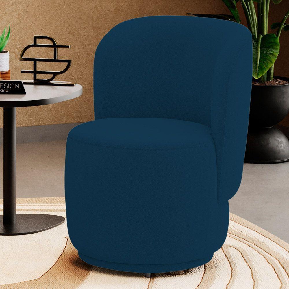 Poltrona Orgânica Decorativa Living Molly Bouclê Azul Marinho - Abmaza - 2