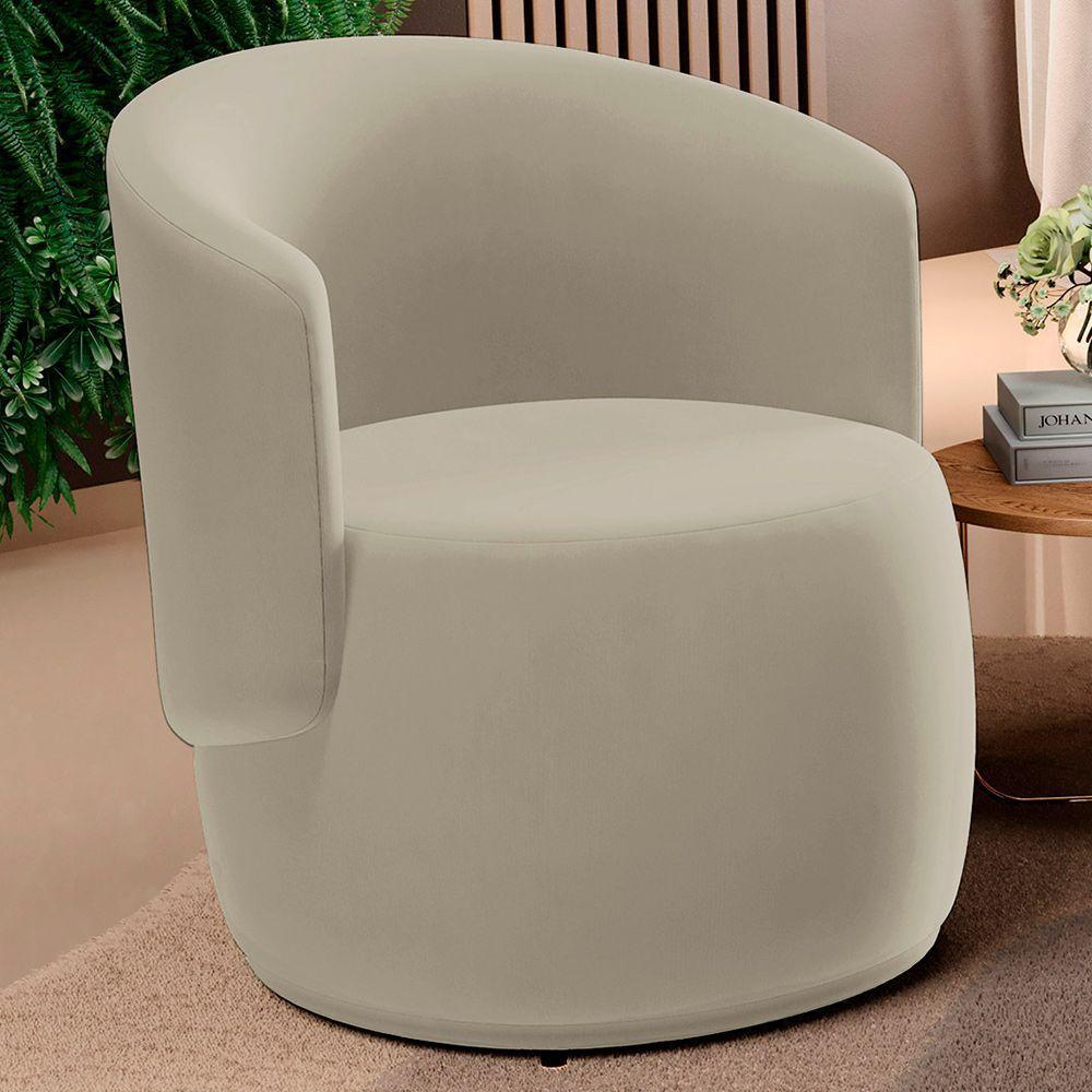 Poltrona Decorativa Aisha Orgânica Suede Bege - Abmaza - 2