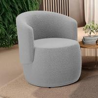 Kit 02 Poltronas Decorativas Aisha Orgânica Bouclê Cinza Claro - Abmaza - 2