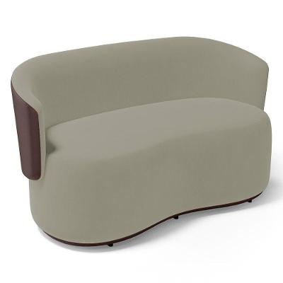 Poltrona Namoradeira Aisha 02 Lugares Orgânica Composê Sintético Marrom Suede Bege - Abmaza