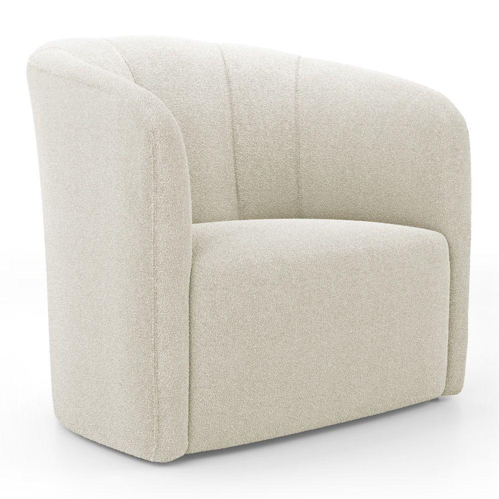 Poltrona Decorativa Living Abby Bouclê Bege - Abmaza - 1