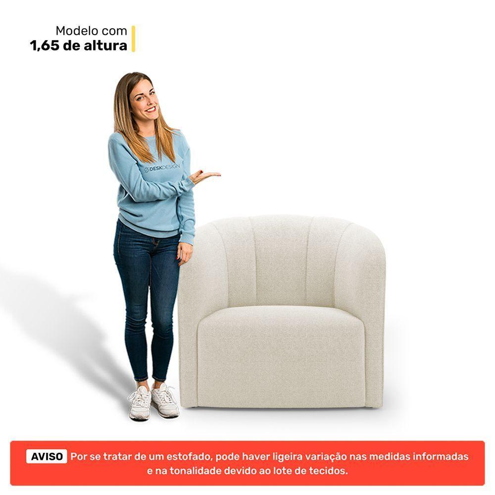 Poltrona Decorativa Living Abby Bouclê Bege - Abmaza - 5