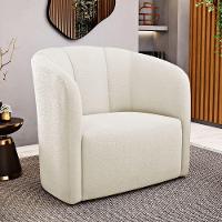 Poltrona Decorativa Living Abby Bouclê Bege - Abmaza - 2