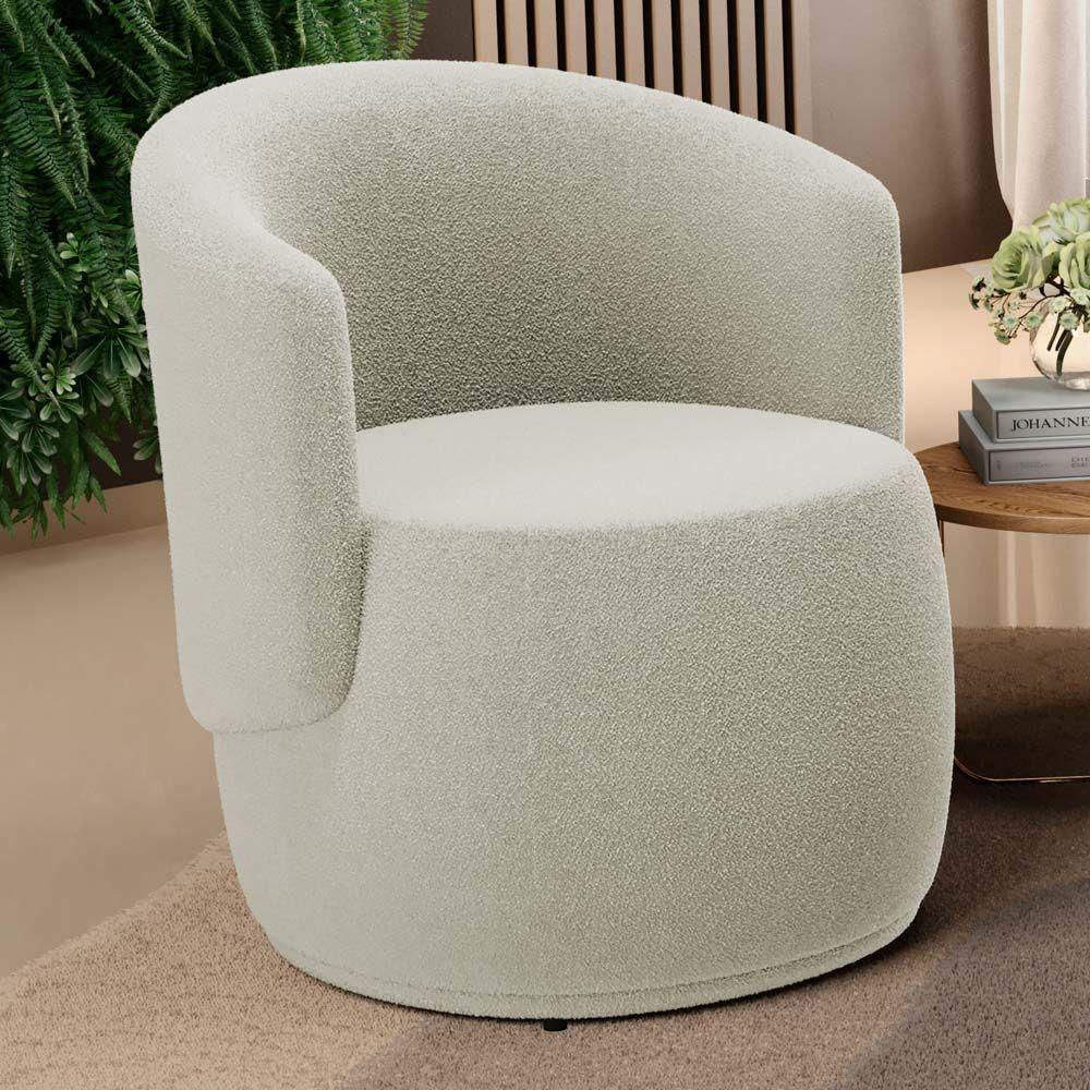 Kit 02 Poltronas Decorativas Aisha Orgânica Bouclê Bege - Abmaza - 2