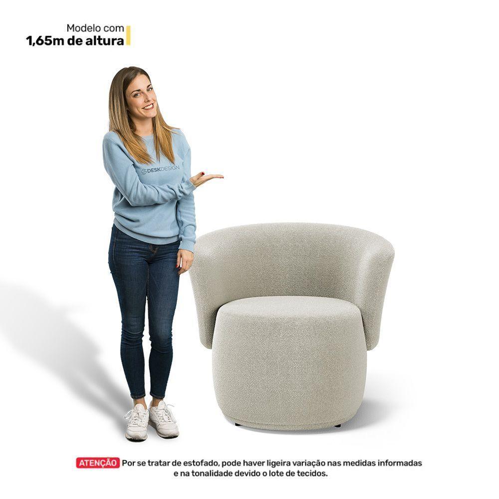 Kit 02 Poltronas Decorativas Aisha Orgânica Bouclê Bege - Abmaza - 8