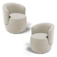 Kit 02 Poltronas Decorativas Aisha Orgânica Bouclê Bege - Abmaza - 1