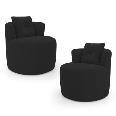 Kit 02 Poltronas Orgânicas Living Bob Com 01 Almofada Bouclê Preto - Abmaza
