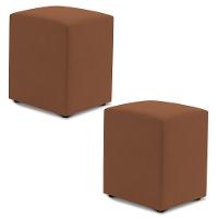 Kit 02 Puffs Decorativos Sala De Estar Quadrado 36x47cm Veludo Terracota - Abmaza - 1