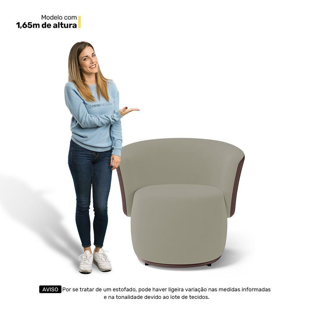 Kit 02 Poltronas Decorativas Aisha Orgânica Composê Sintético Marrom Com Suede Bege - Abmaza - 7
