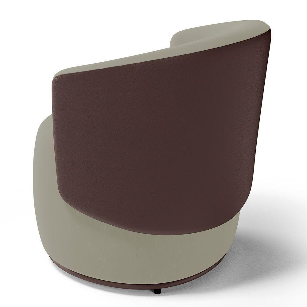 Kit 02 Poltronas Decorativas Aisha Orgânica Composê Sintético Marrom Com Suede Bege - Abmaza - 8