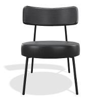 Poltrona Decorativa Sala De Estar Kobe Estofada Com Encosto Couríssimo Preto - Abmaza - 2