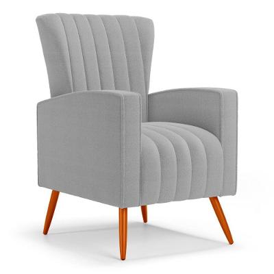 Poltrona Decorativa Melody Com Pés Palito Bouclê Cinza Claro - Abmaza