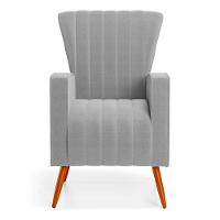 Poltrona Decorativa Melody Com Pés Palito Bouclê Cinza Claro - Abmaza - 3