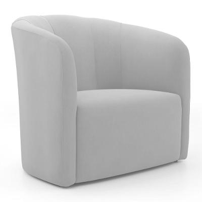 Poltrona Decorativa Living Abby Veludo Cinza Claro - Abmaza