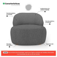 Poltrona Decorativa Living Kaya Orgânica Linho Cinza Escuro - Abmaza - 3