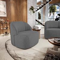 Poltrona Decorativa Living Kaya Orgânica Linho Cinza Escuro - Abmaza - 8