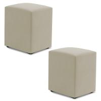 Kit 02 Puffs Decorativos Sala De Estar Quadrado 36x47cm Suede Bege - Abmaza - 1