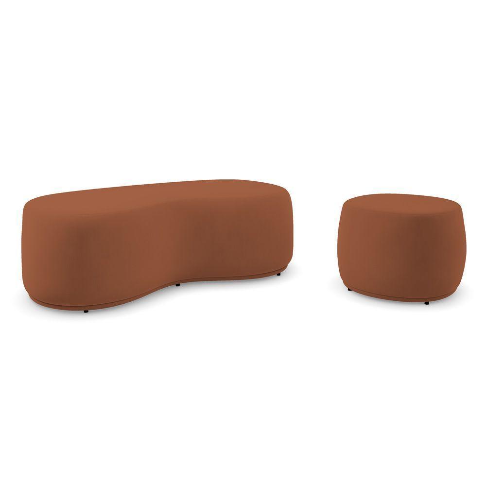 Conjunto 02 Puffs Decorativos Living Aisha Orgânico Veludo Terracota - Abmaza - 1