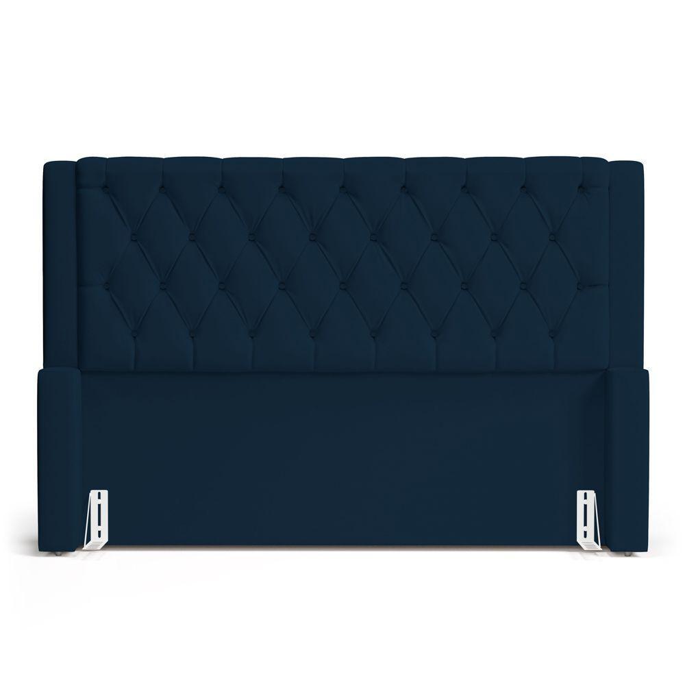 Cabeceira Atena Para Cama Box Casal Padrão 140cm Capitonê Com Frame Veludo Azul Marinho - Abmaza - 3