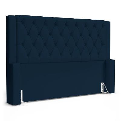 Cabeceira Atena Para Cama Box Casal Padrão 140cm Capitonê Com Frame Veludo Azul Marinho - Abmaza