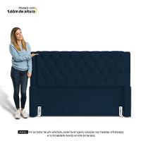 Cabeceira Atena Para Cama Box Casal Padrão 140cm Capitonê Com Frame Veludo Azul Marinho - Abmaza - 7
